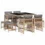Garten-Essgruppe 9-teilig mit Kissen aus synthetischem Rattan in Beige. von , Gartensets - Ref: Foro24-3210960, Preis: 371,09...