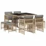 Garten-Essgruppe 9-teilig mit Kissen aus synthetischem Rattan in Beige. von , Gartensets - Ref: Foro24-3210960, Preis: 406,85...