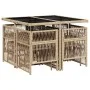 Garten-Essgruppe 9-teilig mit Kissen aus synthetischem Rattan in Beige. von , Gartensets - Ref: Foro24-3210960, Preis: 406,85...