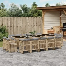 Garden dining set with 15-piece synthetic rattan beige cushions. by , Garden sets - Ref: Foro24-3211056, Price: 997,90 €, Dis...