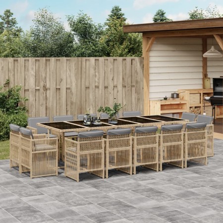 Garten-Essgruppe mit 15-teiligen Kissen aus synthetischem Rattan in Beige. von , Gartensets - Ref: Foro24-3211056, Preis: 890...