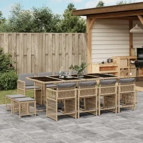 Garden dining set with 13-piece synthetic rattan beige cushions. by , Garden sets - Ref: Foro24-3211704, Price: 764,62 €, Dis...