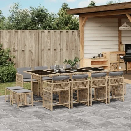 Garten-Essgruppe mit 13-teiligen Kissen aus synthetischem Rattan in Beige. von , Gartensets - Ref: Foro24-3211704, Preis: 765...