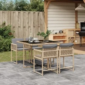 Garten-Essgruppe 5-teilig mit beigen Polstern aus synthetischem Rattan von , Gartensets - Ref: Foro24-3211440, Preis: 281,55 ...