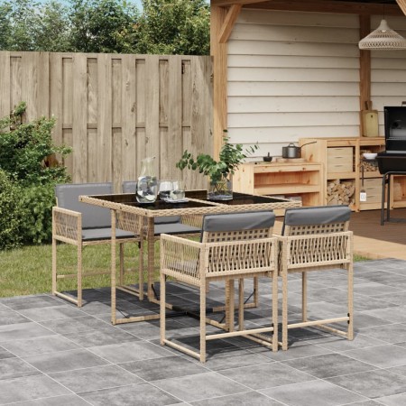 Garten-Essgruppe 5-teilig mit beigen Polstern aus synthetischem Rattan von , Gartensets - Ref: Foro24-3211440, Preis: 246,78 ...