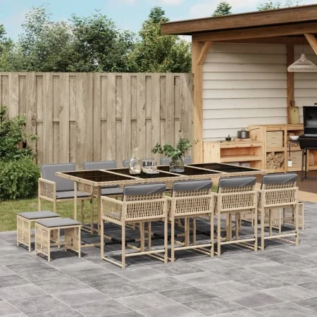 Garden dining set with 13-piece synthetic rattan beige cushions. by , Garden sets - Ref: Foro24-3211524, Price: 710,78 €, Dis...