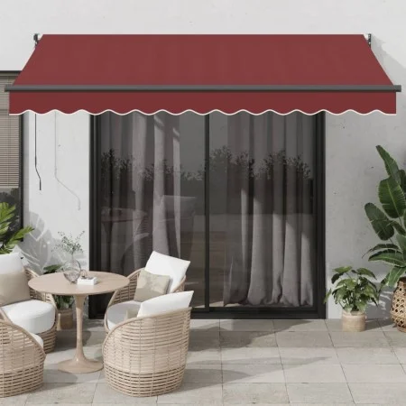 Manual retractable awning in burgundy color, 350x250 cm. by , Awnings - Ref: Foro24-3215299, Price: 214,84 €, Discount: %
