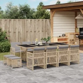 Garden dining set with 13-piece synthetic rattan beige cushions. by , Garden sets - Ref: Foro24-3210804, Price: 753,41 €, Dis...
