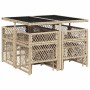 9-piece garden dining set with beige synthetic rattan cushions by , Garden sets - Ref: Foro24-3210780, Price: 360,25 €, Disco...