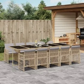 Garden dining set 11 pieces with beige synthetic rattan cushions by , Garden sets - Ref: Foro24-3210756, Price: 809,44 €, Dis...