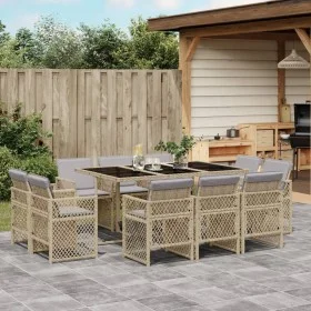 Garden dining set 11 pieces with beige synthetic rattan cushions by , Garden sets - Ref: Foro24-3210852, Price: 710,88 €, Dis...