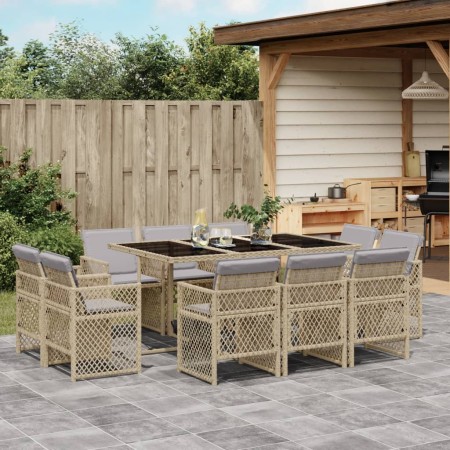 Garten-Essgruppe 11-teilig mit Kissen aus synthetischem Rattan in Beige. von , Gartensets - Ref: Foro24-3210852, Preis: 724,2...