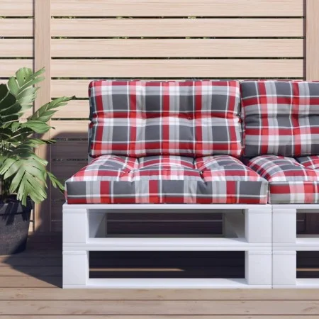 Cushion for a red checkered fabric pallet sofa 80x40x12 cm by , Cushions for chairs and sofas - Ref: Foro24-360614, Price: 23...