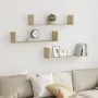 Wall shelves 3 units engineered wood Sonoma oak 80x18x18 cm by , Shelves and shelves - Ref: Foro24-853292, Price: 34,17 €, Di...