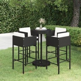 5-teiliges Gartenbar-Set und schwarze synthetische Rattankissen von vidaXL, Gartensets - Ref: Foro24-3094775, Preis: 399,89 €...