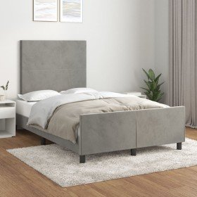 Estructura de cama sin colchón terciopelo gris claro 120x200 cm Estructura de cama sin colchón terciopelo gris claro 120x200 cm