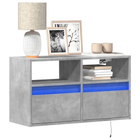 Mueble de TV de pared con luces LED gris hormigón 80x31x45 cm de , Muebles TV - Ref: Foro24-852330, Precio: 59,73 €, Descuent...