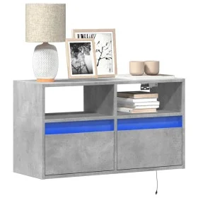 Wall-mounted TV stand with LED lights in concrete gray, 80x31x45 cm. by , TV Furniture - Ref: Foro24-852330, Price: 58,99 €, ...