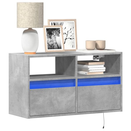 Wall-mounted TV stand with LED lights in concrete gray, 80x31x45 cm. by , TV Furniture - Ref: Foro24-852330, Price: 59,73 €, ...