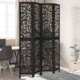 4-panel solid Paulownia wood room divider screen in black. by , Room dividers - Ref: Foro24-358756, Price: 105,81 €, Discount: %