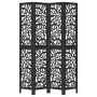 4-panel solid Paulownia wood room divider screen in black. by , Room dividers - Ref: Foro24-358756, Price: 104,69 €, Discount: %