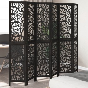 6-panel solid Paulownia wood room divider screen in black. by , Room dividers - Ref: Foro24-358763, Price: 141,63 €, Discount: %