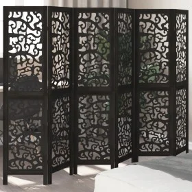 6-panel solid Paulownia wood room divider screen in black. by , Room dividers - Ref: Foro24-358761, Price: 150,33 €, Discount: %