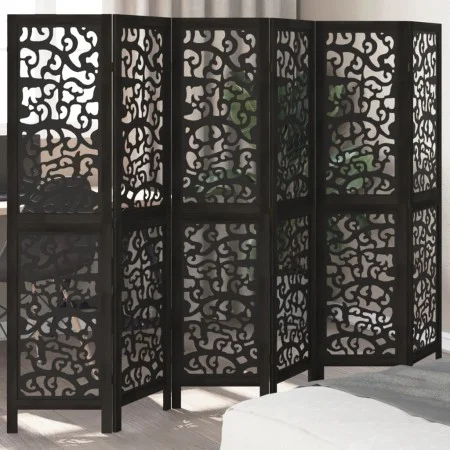 6-panel solid Paulownia wood room divider screen in black. by , Room dividers - Ref: Foro24-358761, Price: 150,33 €, Discount: %