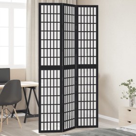 Three-panel solid Paulownia wood room divider screen in black. by , Room dividers - Ref: Foro24-358768, Price: 99,16 €, Disco...