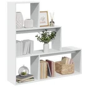 Three-level white wooden divider bookcase 123x29x123 cm by , Bookcases and shelves - Ref: Foro24-857985, Price: 64,37 €, Disc...