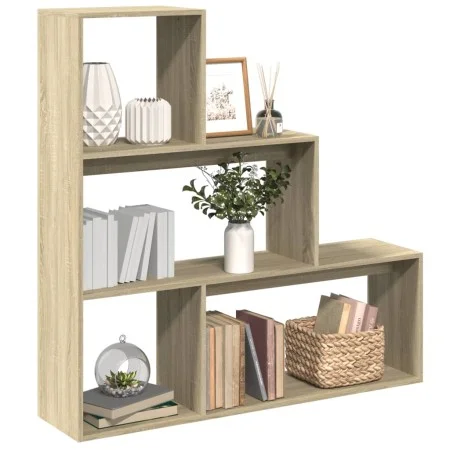 Oak Sonoma wood 3-level divider bookcase 123x29x123 cm by , Bookcases and shelves - Ref: Foro24-857987, Price: 67,98 €, Disco...