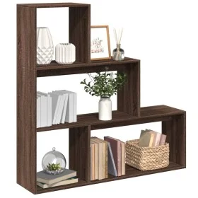 Librería divisora 3 niveles madera marrón roble 123x29x123 cm de , Librerías y estanterías - Ref: Foro24-857991, Precio: 59,8...