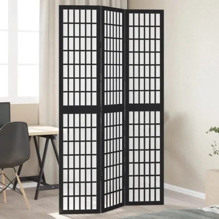 Biombo separador de 3 paneles madera maciza Paulownia negro de , Divisores de ambientes - Ref: Foro24-358767, Precio: 90,42 €...