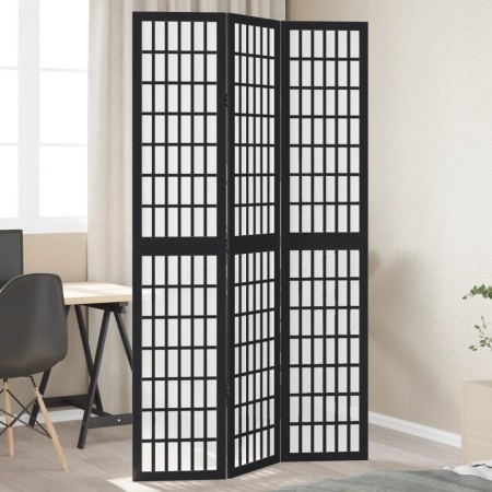 Three-panel solid Paulownia wood room divider screen in black. by , Room dividers - Ref: Foro24-358767, Price: 111,80 €, Disc...