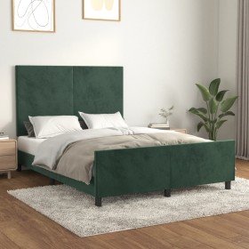 Estructura cama sin colchón terciopelo verde oscuro 140x190 cm Estructura cama sin colchón terciopelo verde oscuro 140x190 cm