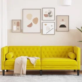 Sofá Chesterfield 3 plazas con cojines terciopelo amarillo by , Sofas - Ref: Foro24-372699, Price: 325,67 €, Discount: %