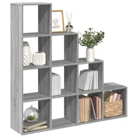 4-level Sonoma gray wood divider bookcase 131.5x29x131.5cm by , Bookcases and shelves - Ref: Foro24-857972, Price: 87,91 €, D...