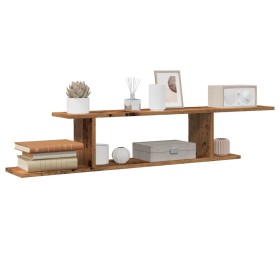 Engineered wood aged TV wall shelf 125x18x23cm by , Shelves and shelves - Ref: Foro24-856574, Price: 29,75 €, Discount: %