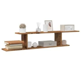 Engineered wood aged TV wall shelf 125x18x23cm by , Shelves and shelves - Ref: Foro24-856574, Price: 29,51 €, Discount: %
