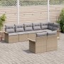 Conjunto de sofá de jardín con cojín 8 pcs Beige Poliratán
