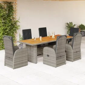 Set comedor jardín 7 pzas y cojines ratán sintético gris by , Garden sets - Ref: Foro24-3277610, Price: 1,00 €, Discount: %