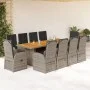 Set de comedor de jardín 11 pzas y cojines ratán sintético gris von , Gartensets - Ref: Foro24-3277612, Preis: 1,00 €, Rabatt: %