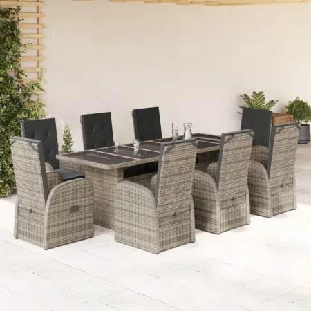 Set comedor jardín 9 pzas y cojines ratán sintético gris von , Gartensets - Ref: Foro24-3277619, Preis: 1,00 €, Rabatt: %