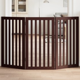 Folding dog gate with 3 panels made of brown poplar wood, 150cm. by , Dog kennels and fences - Ref: Foro24-352262, Price: 74,...