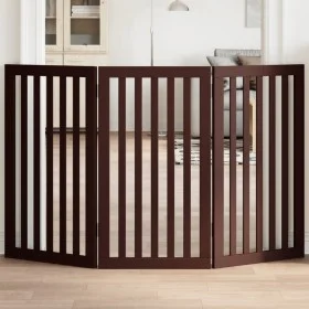 Folding dog gate with 3 panels made of brown poplar wood, 150cm. by , Dog kennels and fences - Ref: Foro24-352262, Price: 72,...