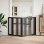 Folding dog gate with 2 panels, made of black poplar wood, 160 cm. by , Dog kennels and fences - Ref: Foro24-352258, Price: 7...