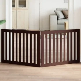 Folding dog gate 2 panels poplar wood brown 160cm by , Dog kennels and fences - Ref: Foro24-352264, Price: 45,69 €, Discount: %