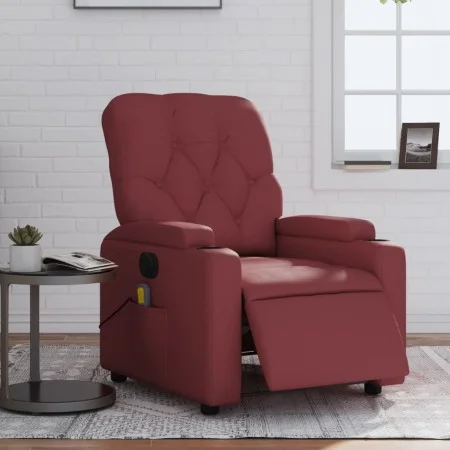 Sillón de masaje reclinable de cuero artificial rojo tinto de , Sillones - Ref: Foro24-3204769, Precio: 234,14 €, Descuento: %