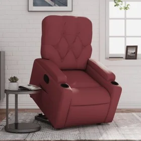 Reclining and lift-up armchair in artificial red wine leather. by , Armchairs - Ref: Foro24-3204776, Price: 283,62 €, Discoun...