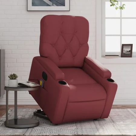 Elektrischer Aufsteh-Massagesessel aus Kunstleder in Weinrot. von , Sessel - Ref: Foro24-3204797, Preis: 316,80 €, Rabatt: %